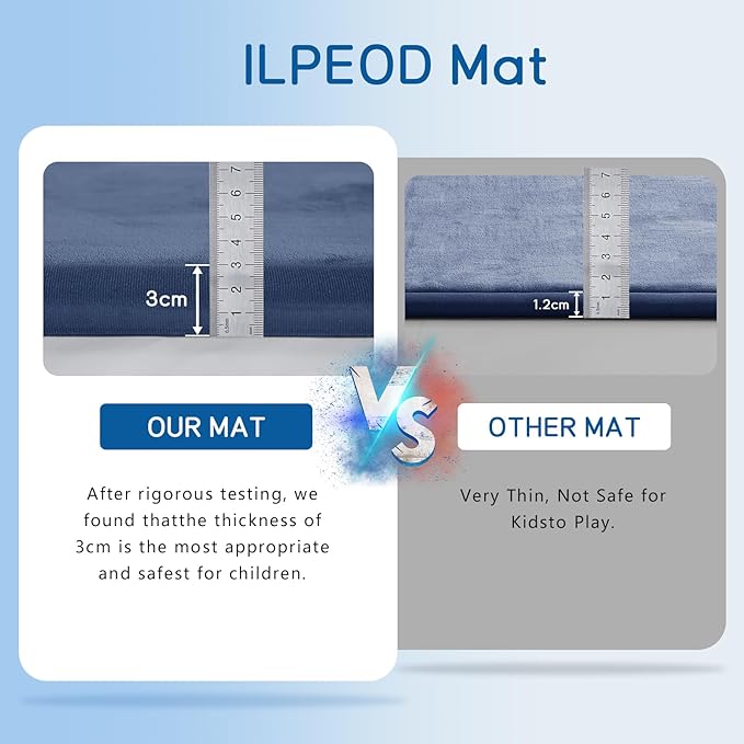 Baby Play Mat for Floor Tummy Time Nursery Muscle Mat Area Rug Playroom Rug Tatami 79"x118" Memory Foam 1.3" Thick Crawling For Babies,Toddlers, Infants, Kids,Floor(Blue)