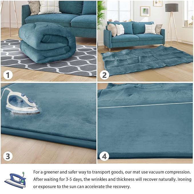 Baby Play Mat for Floor Tummy Time Mat Nursery Rug Muscle Mat Area Rug Playroom Rug Tatami Mat 6'7"x5'11" Memory Foam 1.3" Thick Crawling Mat For Babies,Toddlers, Infants, Kids,Floor Mat(Green)