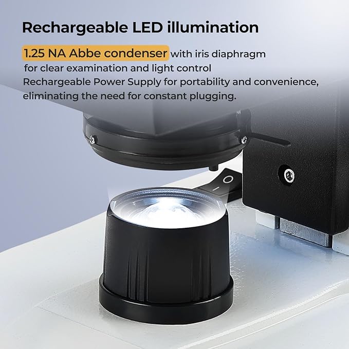 [Cost-Effective] Binocular Microscope, Vabiooth Lab Compound Binocular Microscope 40X-2500X Magnification with Two-Layer Mechanical Stage, Wide-Field 10X and 25X Eyepieces, Abbe Condenser, Metal Body