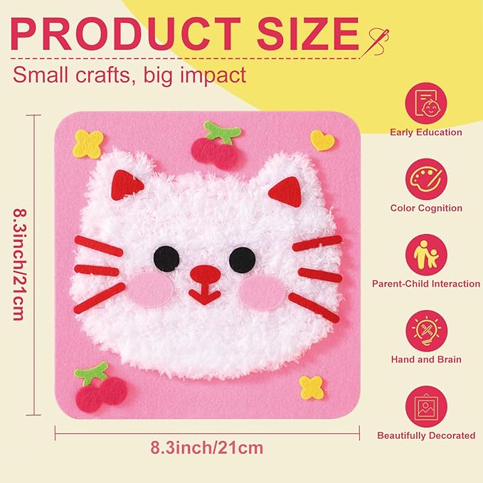 DIY Embroidery Doll Kit, Cartoon Animal Craft Sewing Kit for Kids, Felt Crafts, Beginner Sewing for Kids Ages 4-8 Plus - Helps Develop Fine Motor Skills (6PCS-Deer/Elephant/Bear/Duck/Pig/Panda)