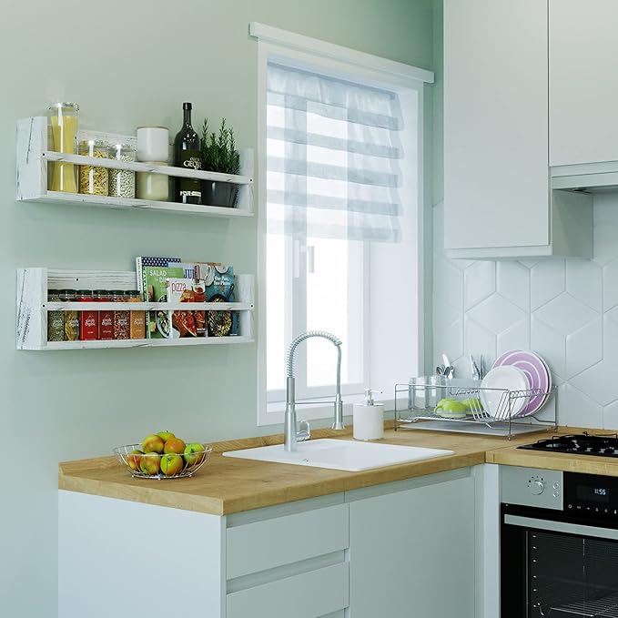 Brightmaison Polynez 30" Floating Shelves for Wall Decor, Kids Bookshelf, Nursery Book Shelves, Multiuse Shelf Set of 2 Wood Burnt White