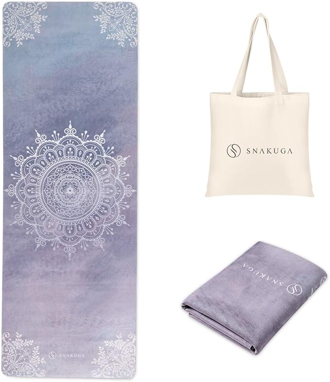 Travel Yoga Mat, Non Slip Exercise Suede Mat with Carry Bag, All-Purpose Fitness Mat with High Density Anti-Tear Surface for Women, Ideal for Pilates Workout (72'' x 24'' x 1.5mm Thick)