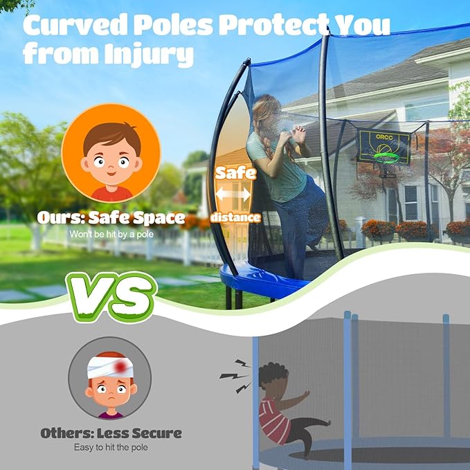 ORCC 1200LBS Weight Capacity Trampoline 16 15 14 12 10 8FT Outdoor Yard Trampolines for Kids Adults Outdoor Yard Trampolines for Kids Adults