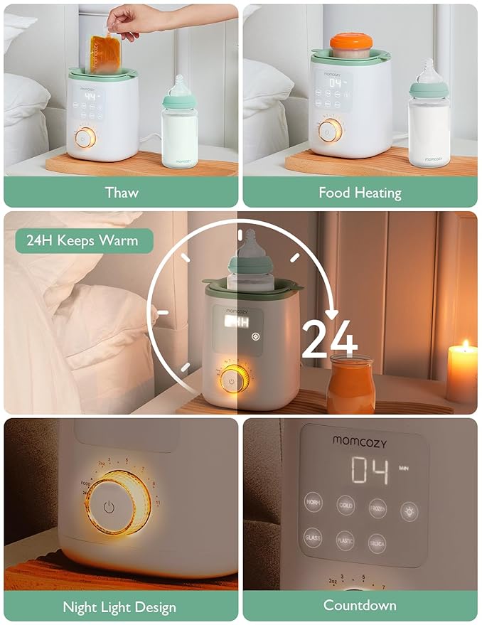 Momcozy Retain Nutrients Bottle Warmer, 9-in-1 Baby Bottle Warmer with Night Light, Accurate Temperature to Preserve Fullest Nutrients in Breast Milk, Bottle Warmers for All Bottles