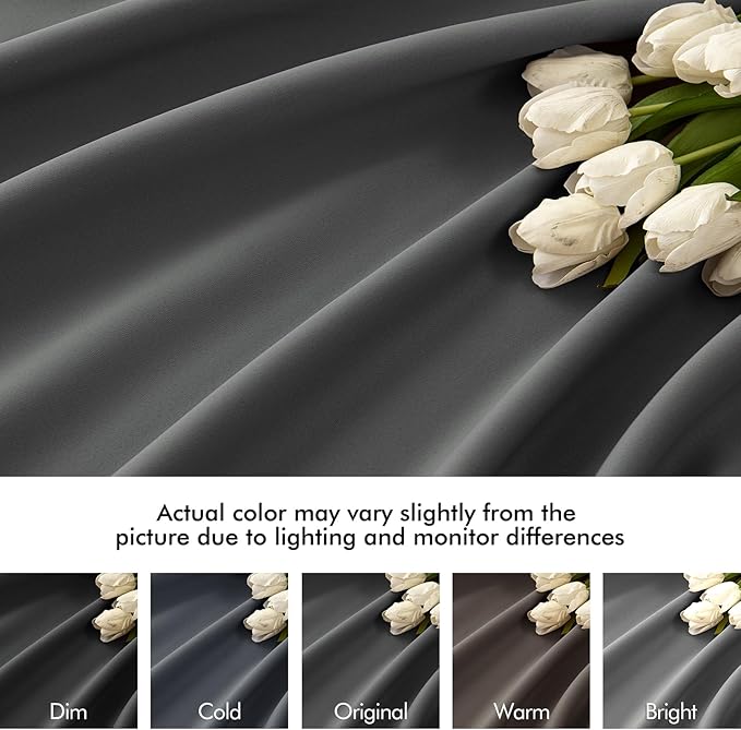 MIULEE Back Tab Grey Blackout Curtains 96 Inch Long 2 Panels Set for Living Room Bedroom, Rod Pocket/Pinch Pleated Long Thermal Insulated Room Darkening Light Blocking Floor to Ceiling Curtains/Drapes