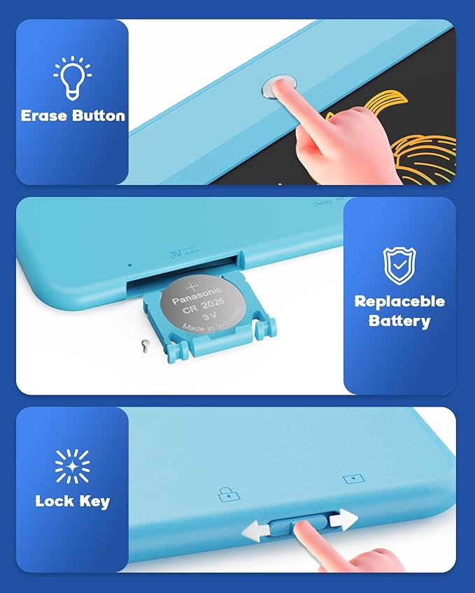 Bravokids Toys for 3-6 Years Old Girls Boys, LCD Writing Tablet 10 Inch Doodle Board, Electronic Drawing Pads, Educational Birthday Gift for 3 4 5 6 7 8 Years Old Kids Toddler (Blue)