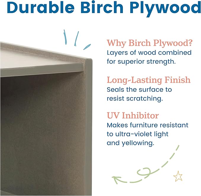 ECR4Kids Reach-Up Step Stool with Handles, Kids Furniture, Grey Wash