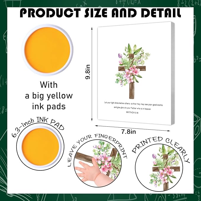 SHLINCO Handprint Keepsake DIY Kit, Baby's First Holiday Keepsake, Bible Verse, Family Footprint Art for Kids, 7.8x9.8 Inch Canvas, Suitable for Desktop Wall Ornaments