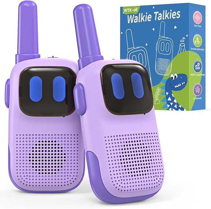 Outdoor Toys for Kids Ages 4-8, Kids Walkie Talkies 2 Pack 1000FT Long Distance with 2 Channels, Handheld Walky Talky for Children Interactive Toys Birthday Gifts for Girls Boys 5-7 Year Old