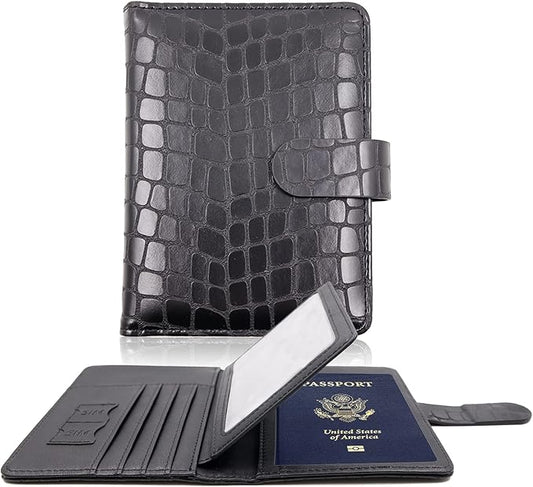 Melsbrinna Rfid Passport Holder for Travel women/Men, Cute Passport Wallet Rfid Blocking Card Slots, Rfid Passport Cover/CaseTravel Wallet, Passport Book Holder (1, Black2)