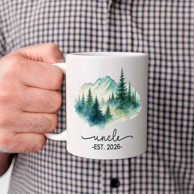 Personalized Uncle EST 2026 Coffee Mug Gift For New Uncles Brother Family, Custom Uncles Accent Coffee Cup 11 15Oz, First Time Uncle White Cup Gift For Birthday Father's Day Pregnancy Announcement