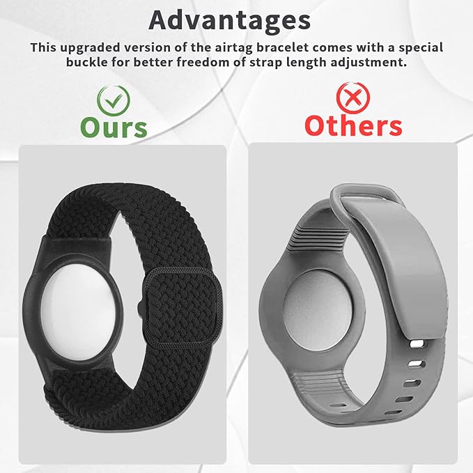 Kids Bracelet Compatible with AirTag, GPS Kid Tracker Holder Braided Wristband for Apple Air Tag, 2022 Upgraded Nylon Adjustable Anti Lost Airtag Watch Band for Kids Children Elders (black)