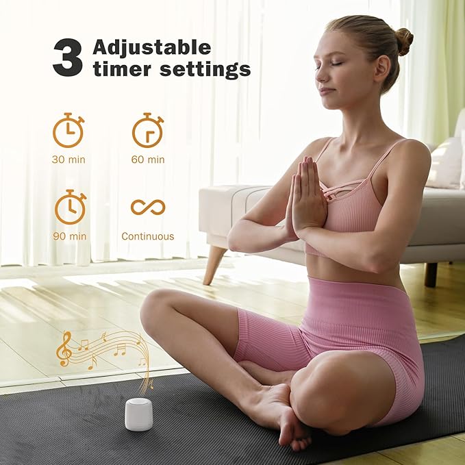 White Noise Machine | Paussion Long-Lasting Fast Charging Portable Travel Mini Sound Machine with 25 Soothing Sounds for Adults, Kids, and Babies | Auto Timer, Travel, Sleep, Baby, Fan - White