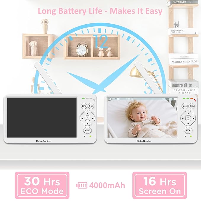 6" Big Screen No WiFi Baby Monitor with 3 Cameras, 1000ft Long Range, 2-Way Talk, 8 Lullabies, ECO Mode, Infrared Night Vision, 150 Languages, Perfect Baby Shower,Baby Register Gift