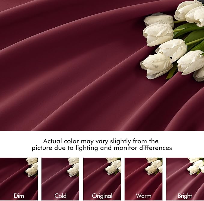 MIULEE Wine Red Back Tab Blackout Curtains 84 Inch Length 2 Panels Set for Living Room Bedroom Privacy, Rod Pocket/Pinch Pleat Thermal Insulated Room Darkening Pleated Light Blocking Drapes