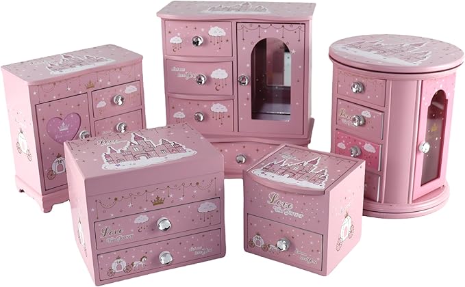 Girl Jewelry Box Pink Tabletop Storage Box Little girl birthday christmas Gift kids jewelry box Organizer