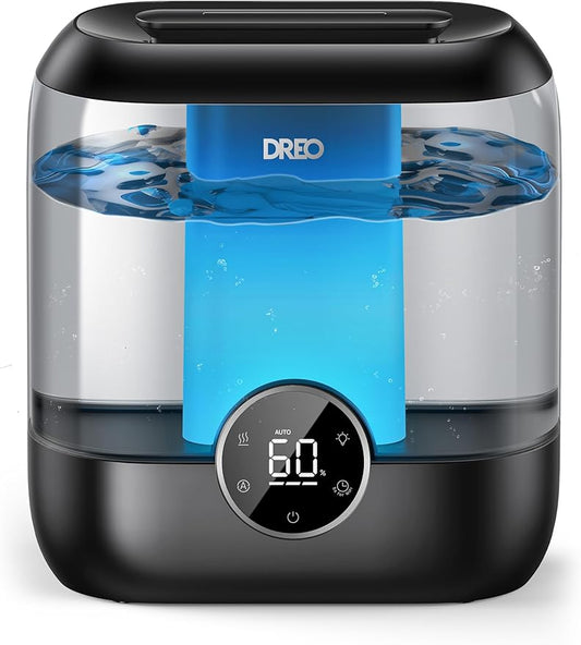 Dreo 6L Top Fill Humidifiers for Bedroom, 60H Runtime Supersized Cool Mist Humidifier for Large Room, 28 dB Quiet Baby Air Humidifiers for Nursery, Plants, Indoor, Night Light, LED Display, Ultrasonic