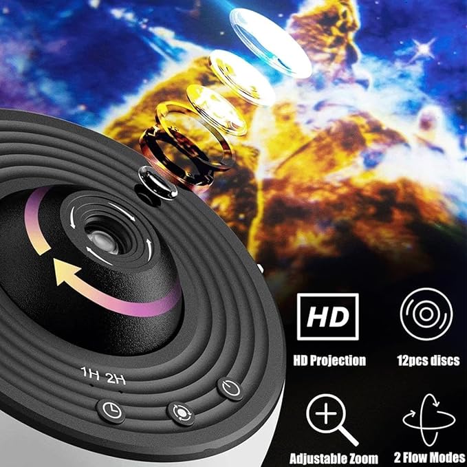 Galaxy Projector, 13 in 1 Planetarium Projector, Star Night Light Projector with Solar System Nebular Moon, Adjustable Focus Galaxy Light Projector for Kids Adults Bedroom Ceiling Room Décor