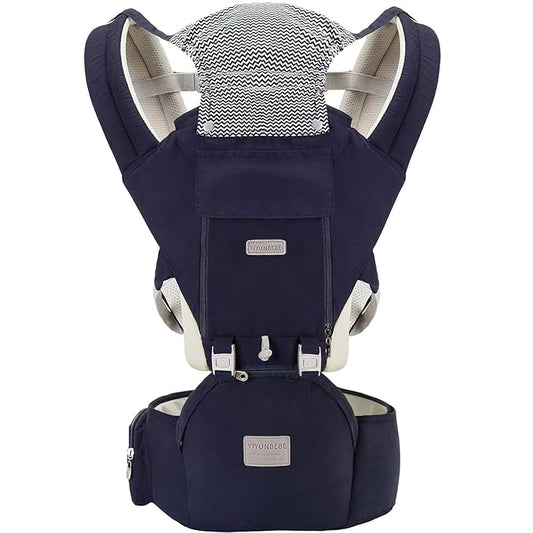 Baby Carrier, 3-in-1 Baby Carrier Newborn to Toddler with Hip Seat (Ergonomic M Position) for 0-36 Month/7-45lbs, Adjustable Size for Enhanced Lumbar Support,Perfect for On-The-go, Dark Blue
