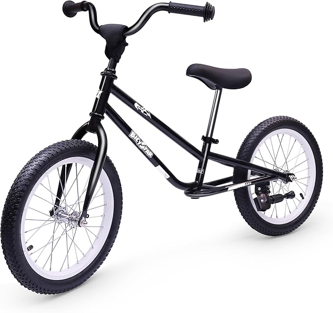16 Inch Kids Balance Bike for 5-8 Year Old, BMX Kids Bike with No Pedals, Air Rubber Tires, Footrests, Adjustable Height for Big Kids, Boys, Girls