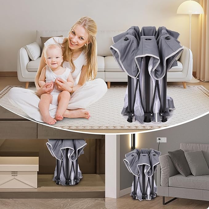 TOREVSIOR Foldable Baby Playpen with Mat, 50"×50" Collapsible Play Pen for Babies and Toddlers, Indoor & Outdoor Kids Safety Play Pen, Portable Play Yard, Foldable Baby Playpen with 50 Ocean Balls