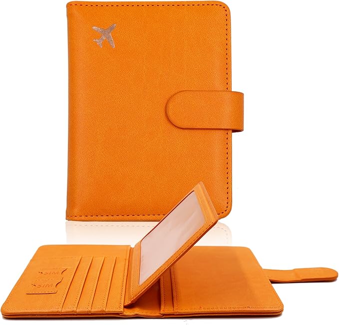 Melsbrinna Rfid Passport Holder for Travel women/Men, Cute Passport Wallet Rfid Blocking Card Slots, Rfid Passport Cover/CaseTravel Wallet, Passport Book Holder (1, Orange)