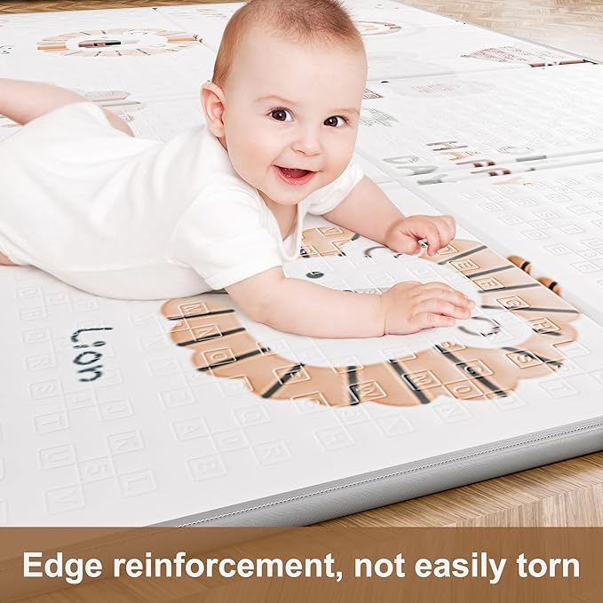 59x59 Baby Play Mat, Foldable Baby Mat for Floor Tummy Time and Crawling, Waterproof & Anti-Slip Reversible Portable for Toddler Infant