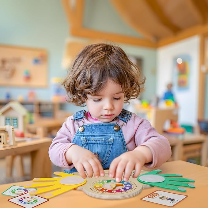 Montessori Learning Toys for Toddlers 3 4 5 years, Finger Counting Number Blocks and Clock Wooden Toys for Kids, Educational Math manipulatives Toys, Preschool Wood Homeschool Educational Math Toy.