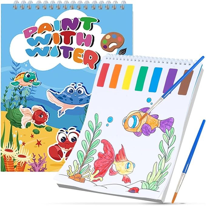 PIRIE Paint with Water Coloring Books for Kids,Watercolor Painting Sets Painting Activity for Kids Ages 3 4 5 6 7 8+,Birthday Gifts Arts & Crafts Toy (Animal)