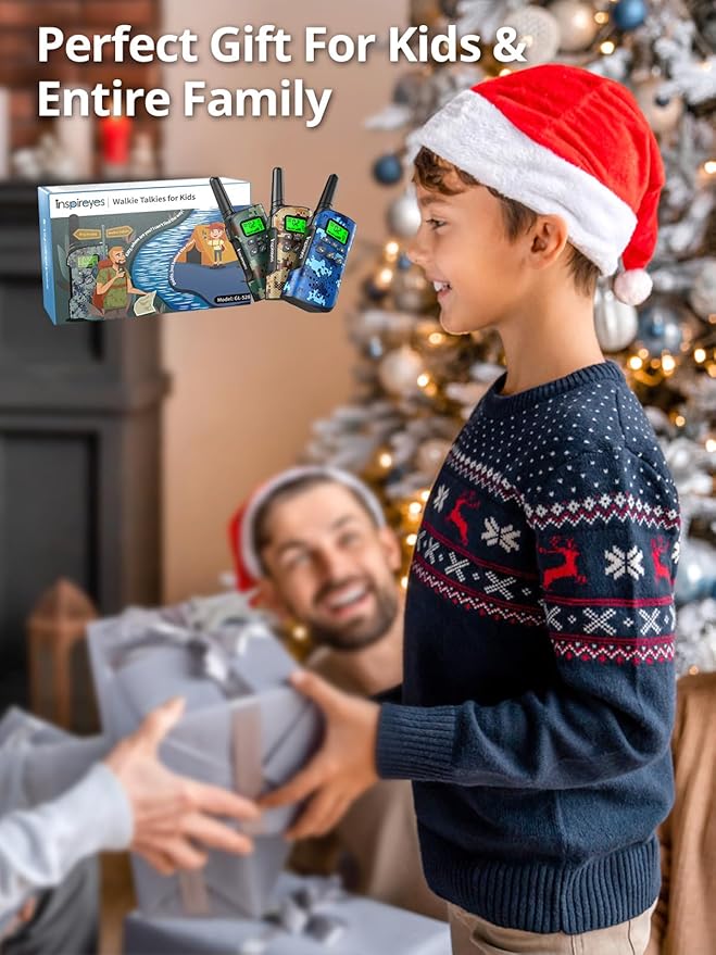 Walkie Talkies for Kids Rechargeable,Toys for Boys and Girls Ages 3-12, 3 Pack Long Range 2-Way Radios, Birthday Gifts,Christmas Stockings, Outdoor Play, Family Games, Hiking Camping Gear