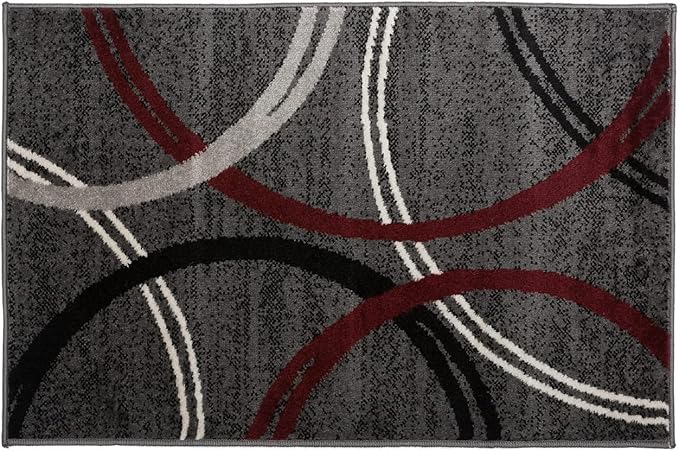 Rugshop Modern Wavy Circles Design Area Rug 2' x 3' Red