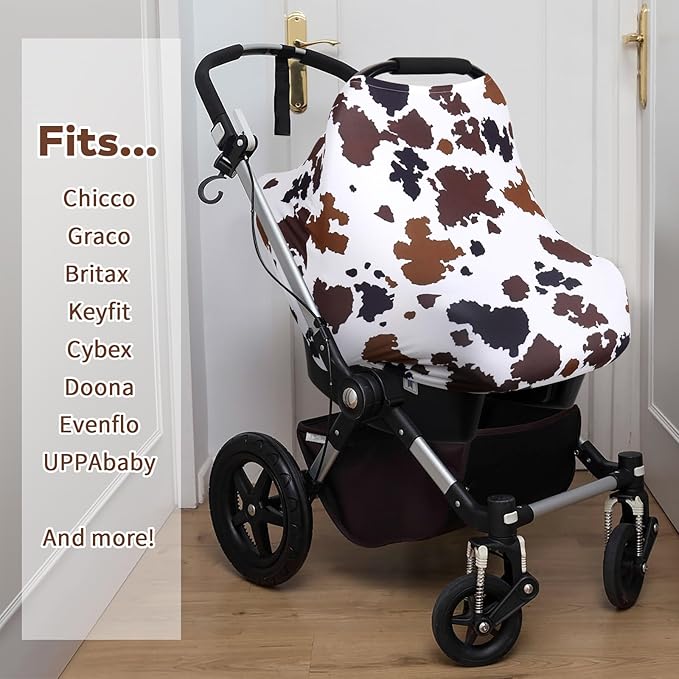 Rquite All-in-1 Car Seat Cover Baby, Carseat Covers for Girl Boy, Stretchy Soft Infant Car Seat Cover, Multi-use Baby Carrier Cover, Car Seat Canopy, Stroller Sun Shade, Nursing Breastfeeding Cover