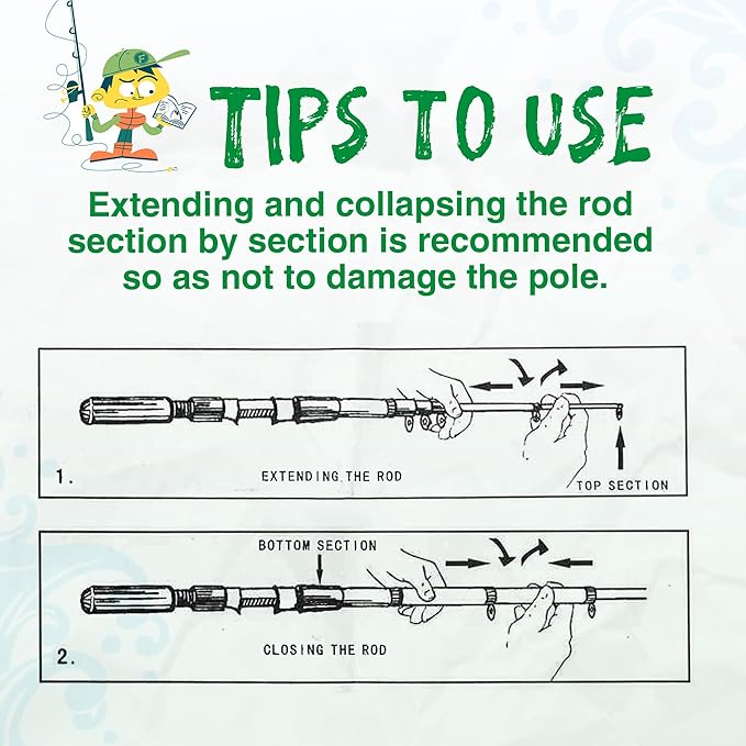 Kids Fishing Pole, Portable Telescopic Kids Fishing Poles for Boys and Girls, Fishing Rod and Reel Combo Kit with Tackle Box, and Fishing Net, Best Fishing Pole for Toddler Youth