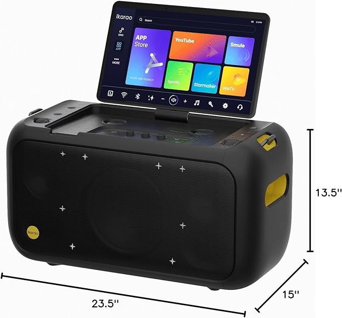 Karaoke Machine for Adults, with Lyrics Display Built-in 13.3" Screen, Truly All in One Karaoke Machine with 2 Wireless Microphone (Hidden & Self Charging), 460W Bluetooth Speaker for Party, TV