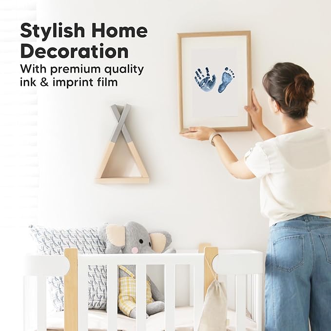 4-Pack Inkless Baby Hand and Footprint Kit - Mess Free Ink Pad for Newborn Keepsake, Dog Nose & Paw Print Kit, Clean Touch Ink Pad for Baby Hand & Footprints, Ideal New Mom Gifts (Navy, L)