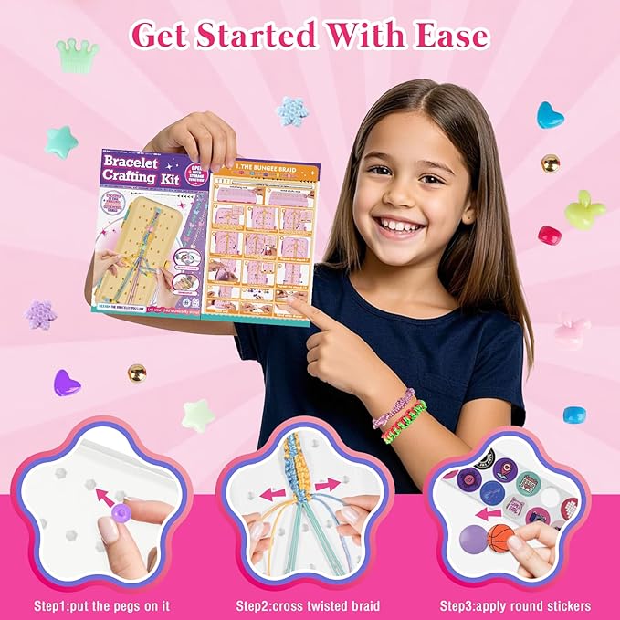 Friendship Bracelet Making Kit with Storage Box,DIY String Bracelet Arts and Craft for Girls Aged 8-12, Birthday Gifts for Ages 6 7 8 9 10 11 12 Year Old -Light Blue