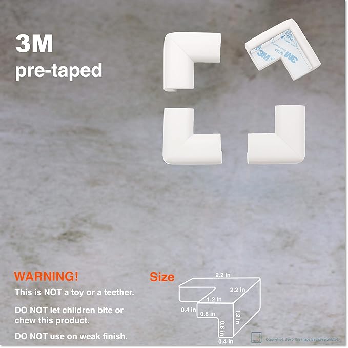 Roving Cove HeftyFit Corner Protector for Baby (4 Large Corners), Heavy-Duty Soft Rubber Foam Furniture Corner Bumper Guards, 3M Adhesive Pre-Taped, Oyster White (Off White)