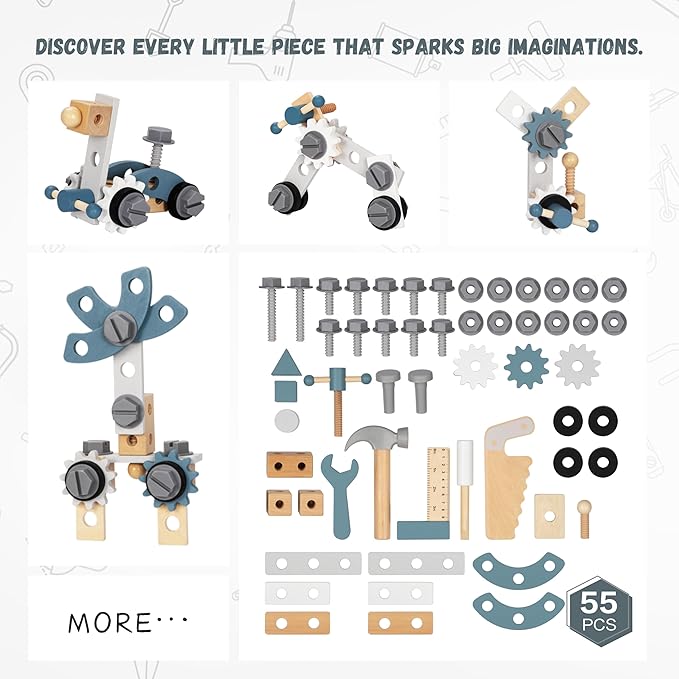 Wooden Baby Push Walker for Toddlers - Multifunctional Montessori Tool Bench Baby Walking Toy with Educational Activities, Ideal for Boys and Girls Aged 3 Years