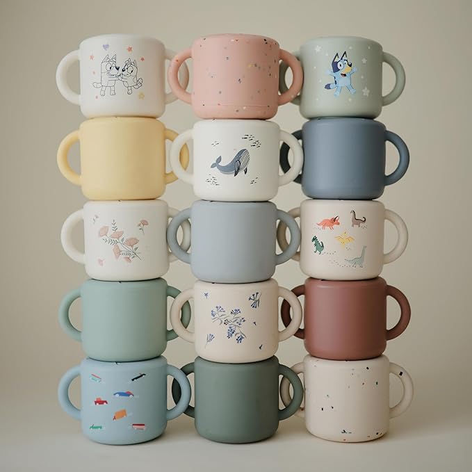 mushie Silicone Snack Cup | Spill Proof Food Container for Toddler and Baby (Lilac Flowers)