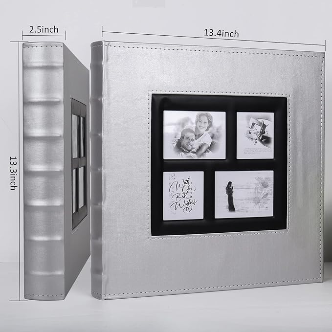 RECUTMS Photo Album Self Adhesive, Magnetic Self-Stick Scrapbook Album Holds 3x5 4x6 5x7 6x8 8x10 Pictures 60 Pages Black Inner Page for Family Wedding Baby Birthday Anniversary