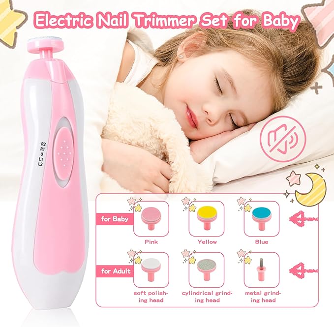 28 in 1 Baby Healthcare and Grooming Kit, Infant Baby Nursery Kit Electric Nail Trimmer Set with Gas Colic Passer Nasal Aspirator Nail Clipper Hair Brush Comb for Newborn Girls Boys (Pink)