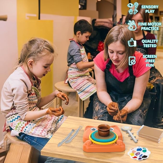 Pottery Wheel for Kids - Complete Pottery Painting Kit Art Supplies Arts and Crafts for Girls Boy Kids Toy, Birthday Halloween Christmas Gift for Kids Ages 6 7 8 9 10 11 12+, (Dog)