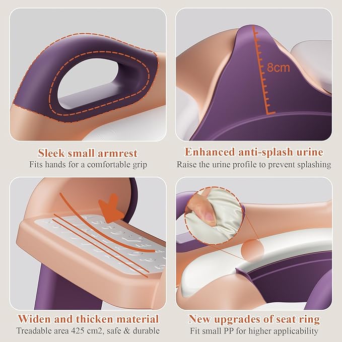 Potty Training Seat, Toddler Toilet Seat for Little Boys Girls, Potty Training Toilet with Urinals, Toddler Step Stool Ladder and Splash Guard