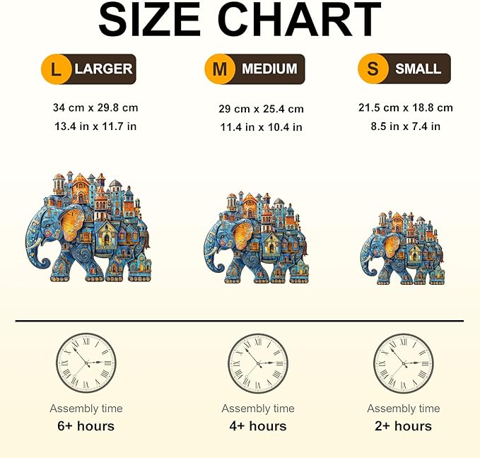 Jigfoxy Wooden Puzzles for Adults, Elephant House Wood Puzzles Adult, Unique Animal Shape Wooden Jigsaw Puzzles for Adults, Birthday Gifts for Puzzle Lovers, Family, Friend (S-8.5 * 7.4in-100pcs)