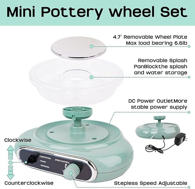 Pottery Wheel,Mini Pottery Wheel for Kids,Kids Pottery Wheel kit,Ages 4-8 Crafts Kits for Kids Ages 8-12,Sculpting Clay Tools & Arts Supplies Arts