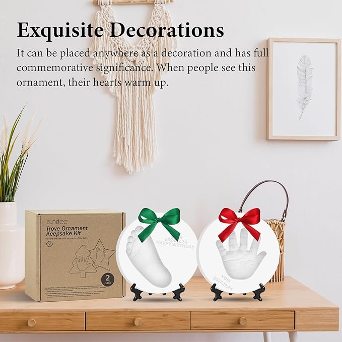 Baby Handprint Footprint Keepsake Ornament Kit, Personalized Baby Foot Printing Kit for Newborn Clay Impression Handmade DIY Imagination to Create