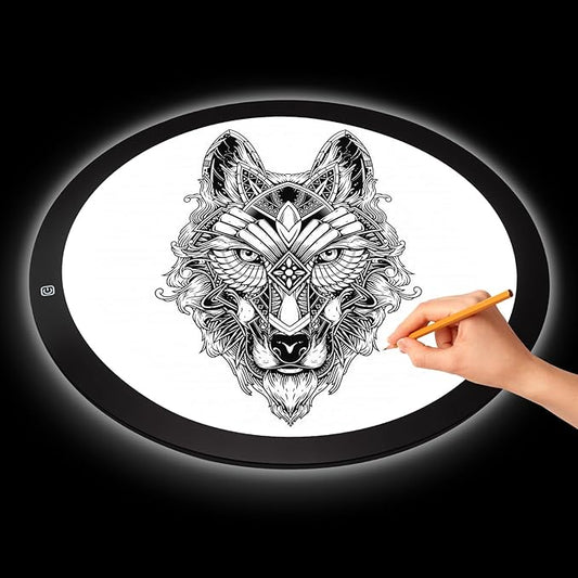 WaGlyndric Round LED Light Panel, Large Copy Light Tracing Box, 3 Levels Adjustable Brightness Light Table for Creative Exploration