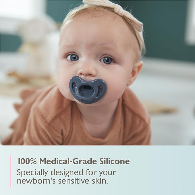 NUK 100% Silicone Comfy Orthodontic Pacifiers, 0-6 Months, Neutral Fashion, Timeless Collection, 5 Count