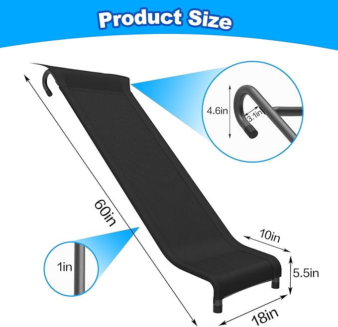 Trampoline Ladder Slide Kit, Trampoline Universal 3 Steps Ladder & Buffer Slide, Universal Trampoline Slide Stairs for 10 12 14 ft and More Frame, Trampoline Accessories Easy to Climb for Kids