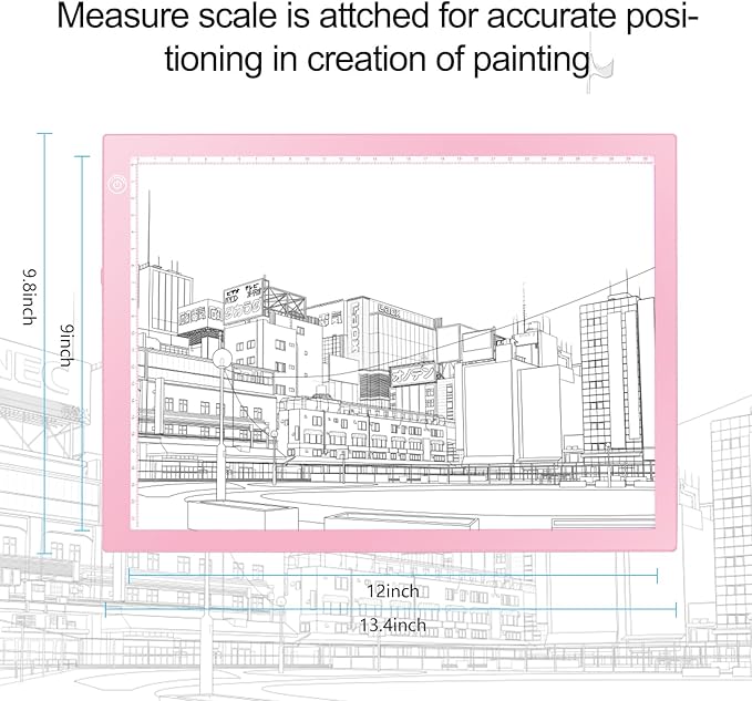LitEnergy Rechargeable Battery Powered Light Tracing Box, Ultra-Thin Adjustable USB Power Artcraft LED Trace Light Pad Size A4 for Drawing, Streaming, Sketching, Animation, Stenciling (Pink)